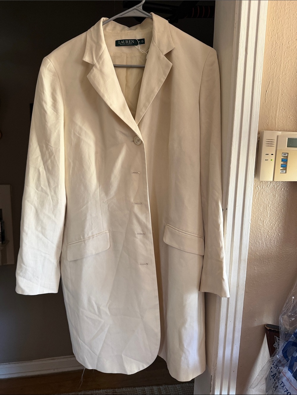 Lauren Ralph Lauren Light Cream Single-Button Trench Coat